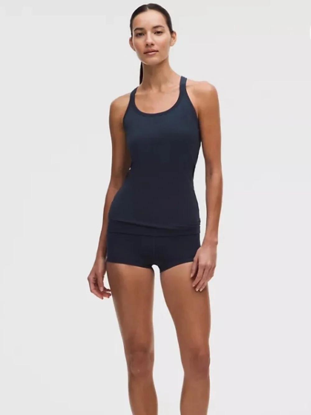 Lululemon ebb to street tank top racer back full length light support navy 10